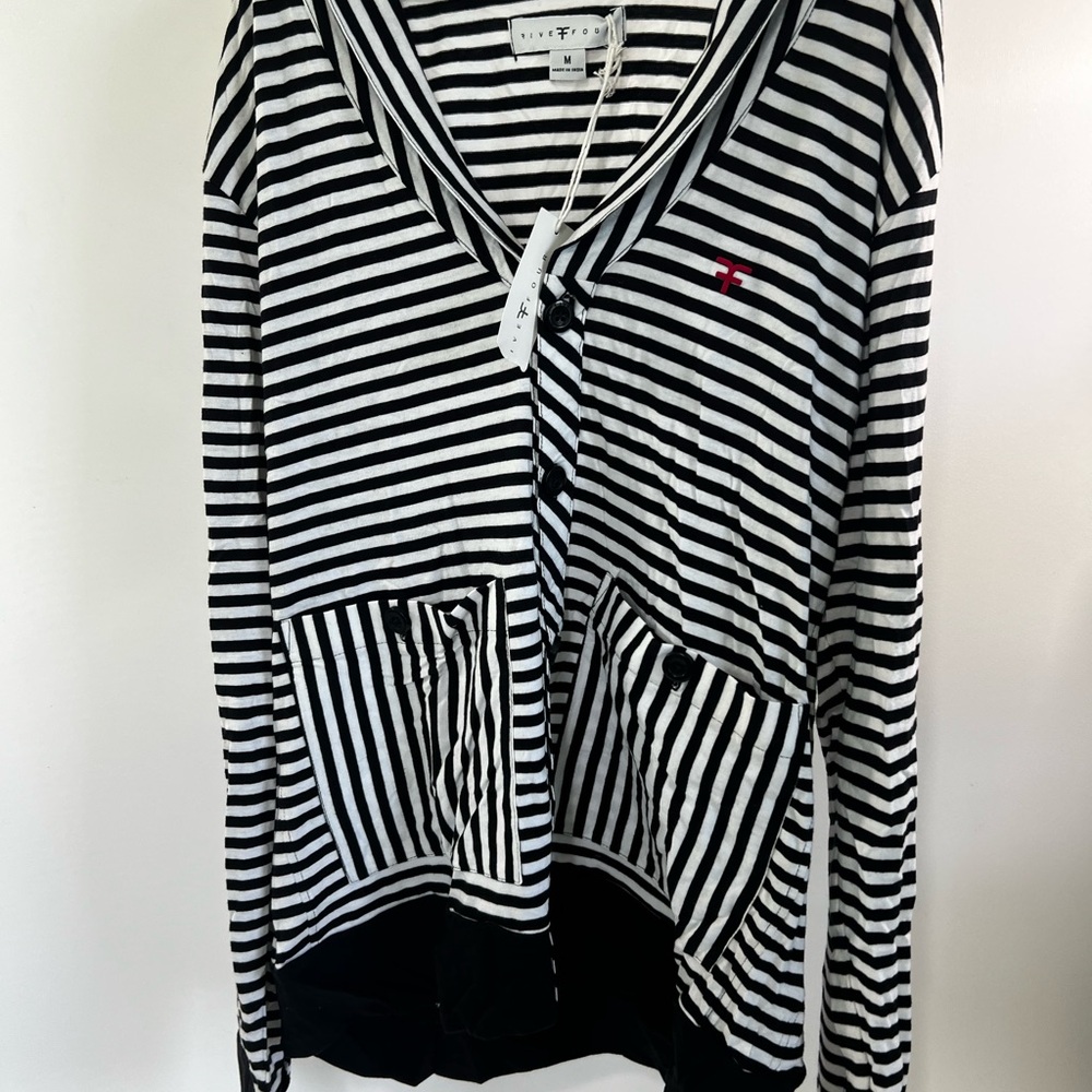 Five Four Black and White Striped Top